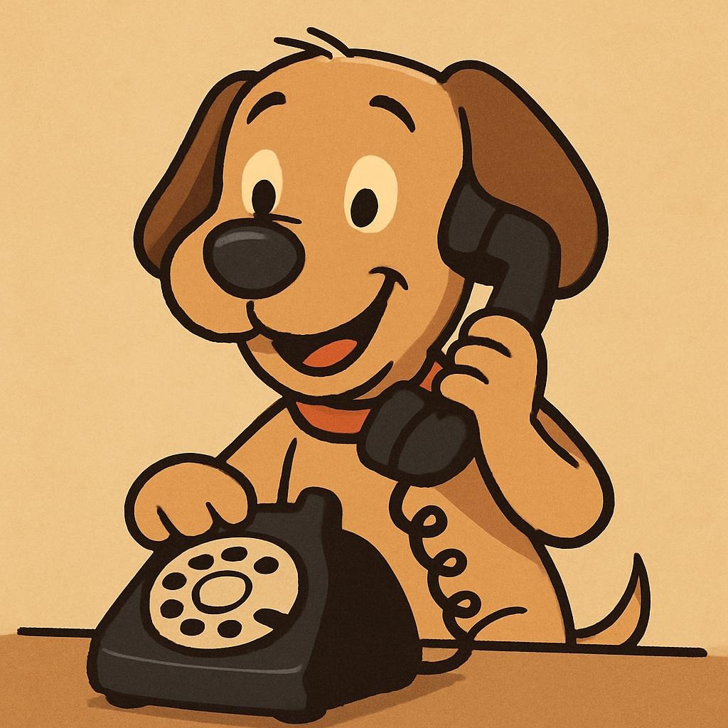 cartoon dog calling pet waste removal service